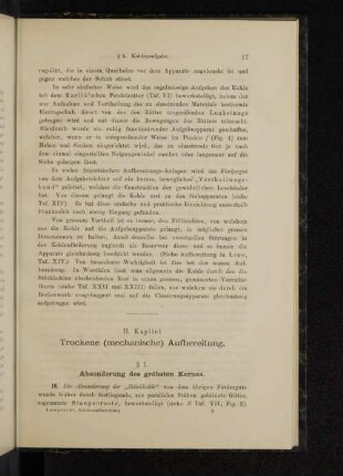 II. Kapitel. Trockene (mechanische) Aufbereitung.