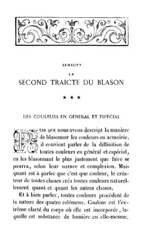 Sensuyt Le Second Traicte Du Blason