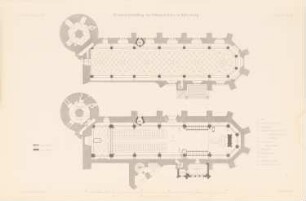 Schlosskirche, Wittenberg Wiederherstellung: Grundrisse (aus: Atlas zur Zeitschrift für Bauwesen, hrsg. v. Ministerium der öffentlichen Arbeiten, Jg. 45, 1895)