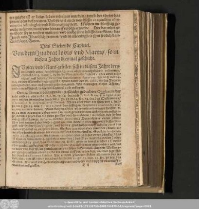 Das Siebende Capittel. Von dem Quadrat Iovis und Martis/ so in diesem Jahre dreymal geschicht.