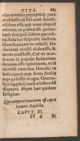 Quo tempore inventum est caput Ioannis Baptistae. Caput XI.