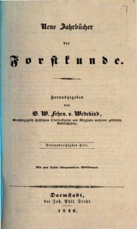 Neue Jahrbücher der Forstkunde. 33. 1846