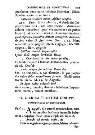 In Librum Tertium Corippi Commentarius Et Coniecturæ.