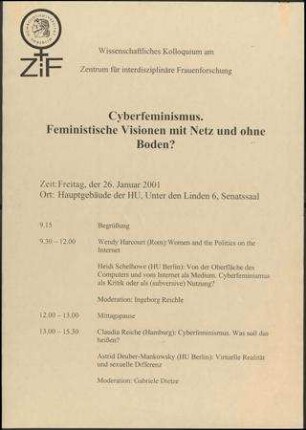 Cyberfeminismus (Teil I) Feministische Visionen mit Netz und ohne Boden?