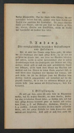 D. Anhang. Die vorzueglichsten deutschen Giftpflanzen und Unkraeuter.