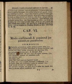 Cap. VI. De Modo constituendi & acquirendi jus pascendi per promissionem.
