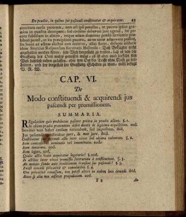 Cap. VI. De Modo constituendi & acquirendi jus pascendi per promissionem.
