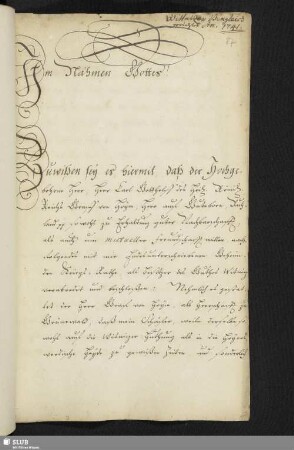 Im Nahmen Gottes! [Wittnitzer Vergleich 1741]