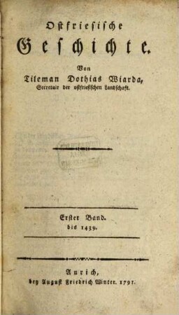 Ostfriesische Geschichte, 1 : bis 1439.