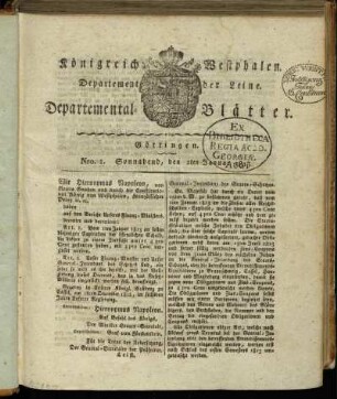 Nro 1. Sonnabend, den 2ten Januar 1813 [-] Nro 10. Mittwoch, den 3ten Februar 1813