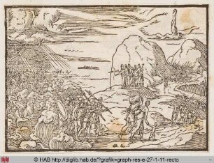 Die Fluten des Roten Meeres brechen über dem angreifenden Heer der Ägypter zusammen.