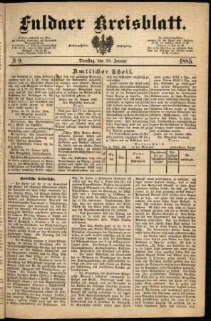 Ausgabe vom Dienstag, den 20. Januar 1885.