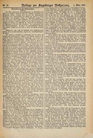 Augsburger Postzeitung. Beilage zur Augsburger Postzeitung. 1882