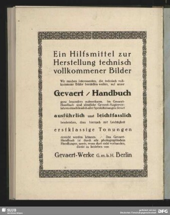 Werbung: Gevaert Handbuch, Gevaert-Werke Berlin