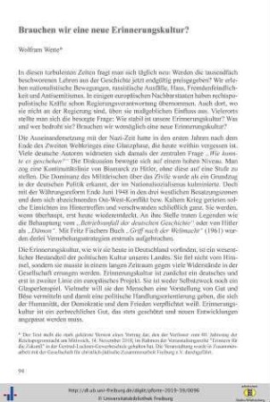 Brauchen wir eine neue Erinnerungskultur?