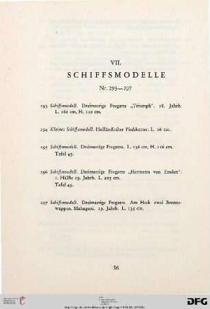 VII. Schiffsmodelle (Nr. 293-297)