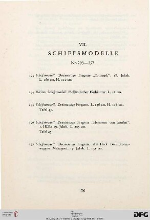 VII. Schiffsmodelle (Nr. 293-297)