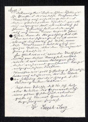Teil eines Briefes von Joseph Kerz