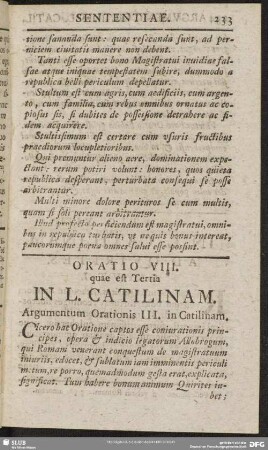 Oratio VIII. quae est Tertia In L. Catilinam