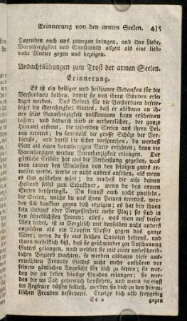 435-441, Andachtsuebungen zum Trost der armen Seelen. - Litaney für die armen Seelen.
