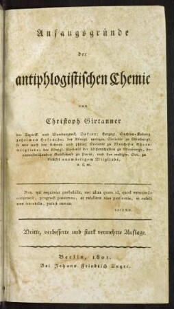 Anfangsgründe der antiphlogistischen Chemie