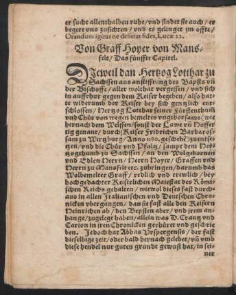Von Graff Hoyer von Mansfelt/ Das fünffte Capitel.