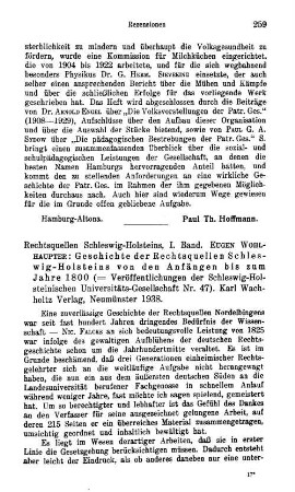 Wohlhaupter, Eugen :: Geschichte der Rechtsquellen Schleswig-Holsteins von den Anfängen bis zum Jahre 1800, Bd. 1, (Veröffentlichungen der Schleswig-Holsteinischen Universitätsgesellschaft, 47) : Neumünster, Wachholtz, 1938