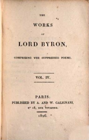 The works of Lord Byron : comprising the suppressed poems, 4