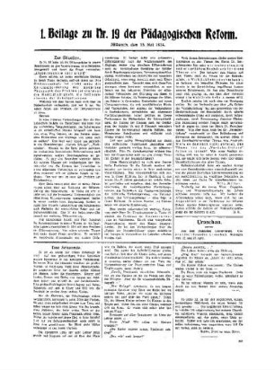Zur Situation : 1. Beilage zu Nr. 19 der Pädagogischen Reform