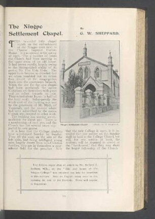 The ningpo settlement chapel