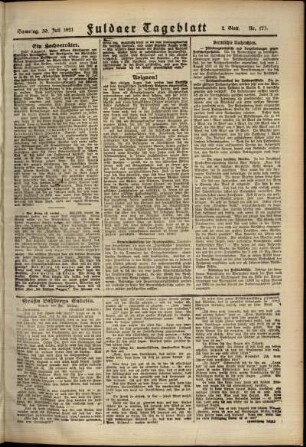 Zweite Ausgabe vom Samstag, den 30. Juli 1921.