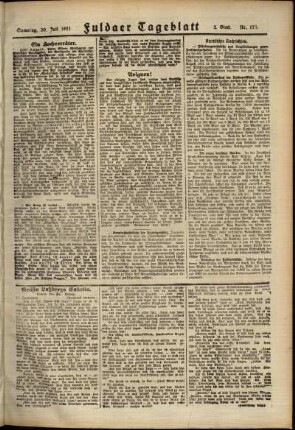Zweite Ausgabe vom Samstag, den 30. Juli 1921.