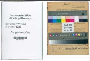 Entnazifizierung Otto Ohngemach , geb. 30.08.1903 (Bergingenieur)