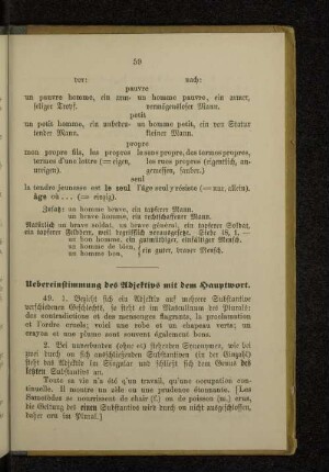 Uebereinstimmung des Adjektivs mit dem Hauptwort.