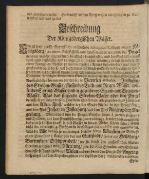 Beschreibung Der Königsbergischen Wässer