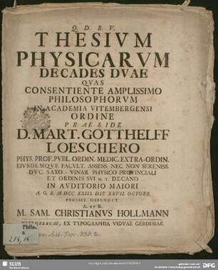 Thesium Physicarum Decades Duae