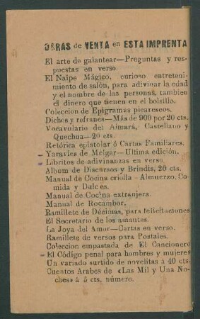 Obras de venta en esta imprenta