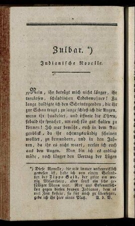 Zulbar. Indianische Novelle.