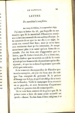 Lettre Du maréchal à son frère.