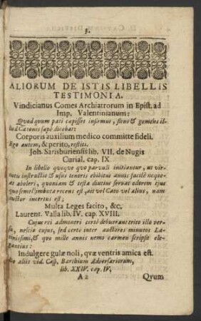 Aliorum De Istis Libellis Testimonia