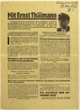 Aufruf der KPD zur Wahl von Ernst Thälmann zum Reichspräsidenten 1932