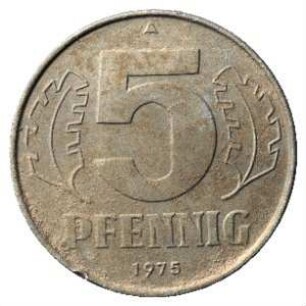 Fundmünze, 5 Pfennig, 1975