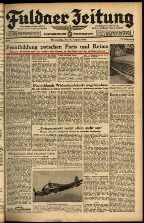 Ausgabe vom Donnerstag, den 31. August 1944.