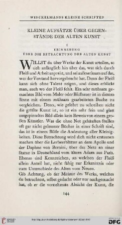 Kleine Aufsätze über Gegenstände der Alten Kunst
