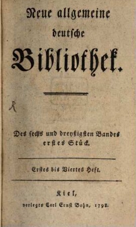 Neue allgemeine deutsche Bibliothek. 36. 1798