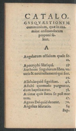Catalogus Quaestionum communium ...