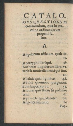 Catalogus Quaestionum communium ...