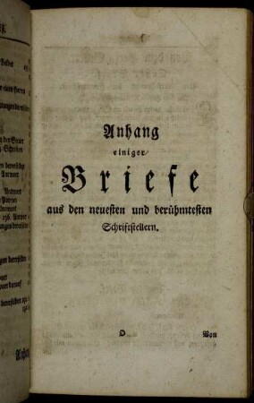 Anhang einiger Briefe aus den neuesten und berühmtesten Schriftstellern.