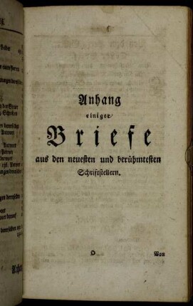 Anhang einiger Briefe aus den neuesten und berühmtesten Schriftstellern.