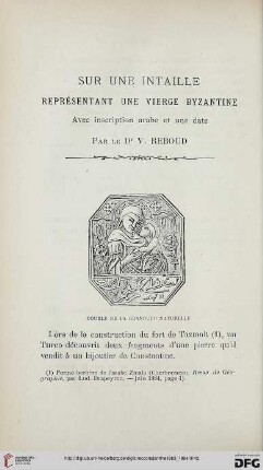 Sér. 3: Sur une intaille représentant une vierge byzantine : avec inscription arabe et une date